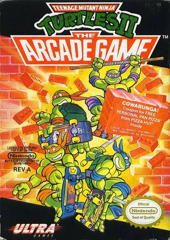 Teenage Mutant Ninja Turtles II: The Arcade Game cover art for Nintendo Entertainment System (NES) video game