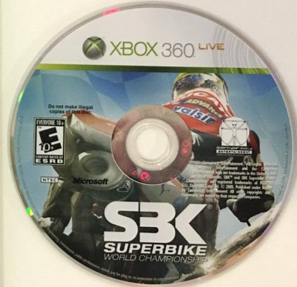 SBK: Superbike World Championship disc for Xbox 360 (X360) motorcycle racing video game
