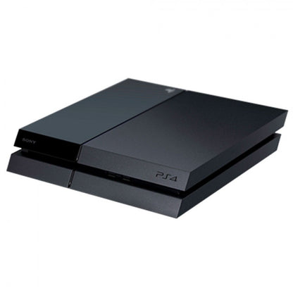 PlayStation 4 500GB Console Sony PS4 home video game console with 500GB storage Blu ray gaming system HDMI output wireless controller support gaming entertainment system front view