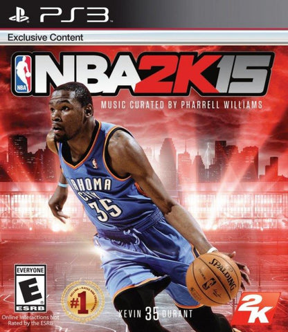 NBA 2K15 for PlayStation 3 (PS3) at Gamers INC, featuring an ultra-realistic basketball experience with a revamped soundtrack curated by Pharrell Williams and improved gameplay animations for smooth action on the court front cover