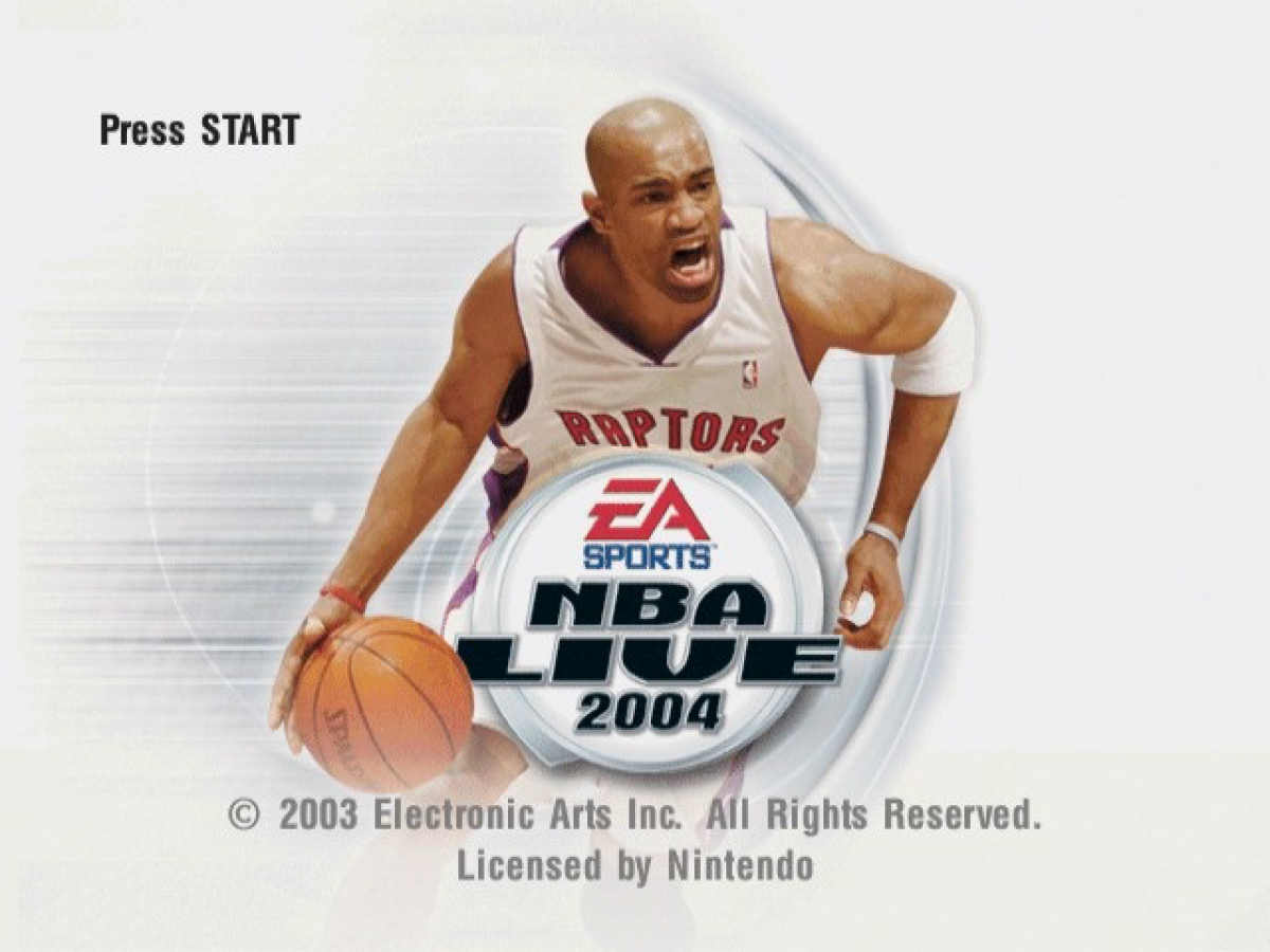 NBA Live 2004 GameCube game featuring realistic basketball gameplay and authentic NBA simulation on Nintendo GameCube main menu
