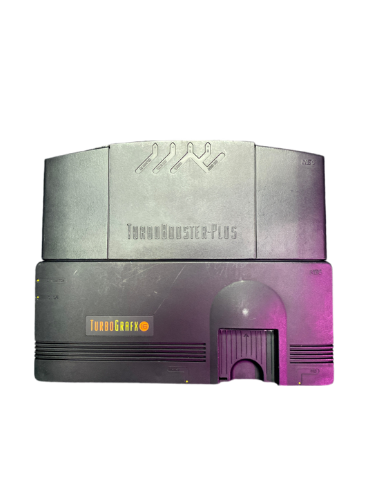 TurboGrafx-16 System (TG16) with Turbo Booster featuring NEC’s 16 bit era console for HuCard games paired with the Turbo Booster add on for composite A V output and system expansion; enjoy classic arcade style action and shooters with the enhanced setup for playing on modern TVs top of real console