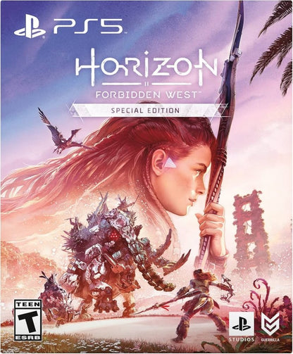 Horizon Forbidden West Special Edition PlayStation 5 PS5 for action role playing video game fans featuring expansive open world exploration cinematic storytelling dynamic combat mechanical creature battles stunning post apocalyptic environments Aloy adventure exclusive special edition content collectible gaming appeal front cover art