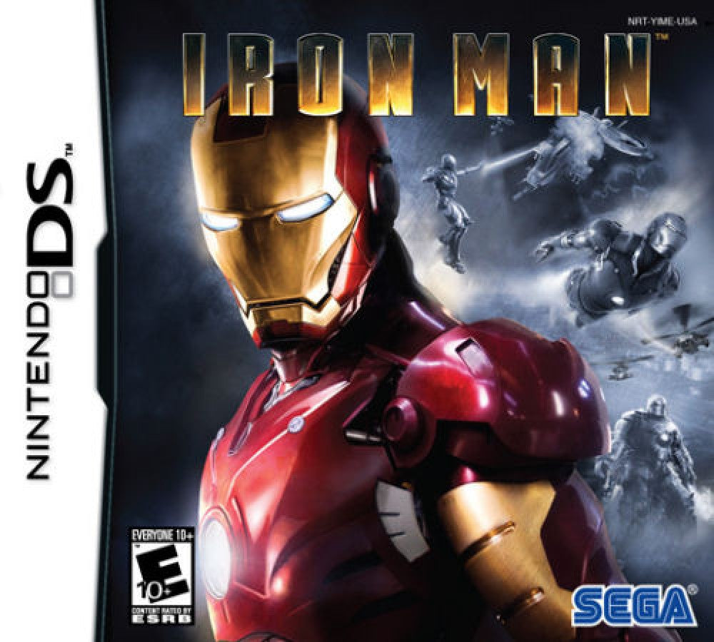 Iron Man Nintendo DS video game, action adventure, superhero gameplay, Marvel movie tie-in, handheld console title front cover