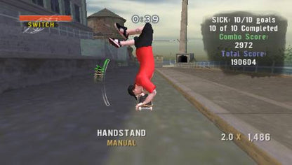Tony Hawk's Project 8 PlayStation Portable PSP gameplay for retro video game enthusiasts featuring skateboarding action gameplay realistic trick based mechanics open city skate environments career mode challenges combo scoring systems extreme sports presentation and portable handheld arcade style gaming experience and collectible gaming appeal