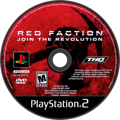 Red Faction PS2 Sony PlayStation 2 first person shooter sci fi action Mars rebellion Geo Mod destructible environments mining colony combat futuristic weapons Volition story campaign multiplayer retro gaming PlayStation 2 software video game title disc