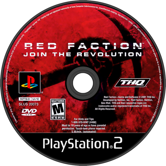 Red Faction PS2 Sony PlayStation 2 first person shooter sci fi action Mars rebellion Geo Mod destructible environments mining colony combat futuristic weapons Volition story campaign multiplayer retro gaming PlayStation 2 software video game title disc