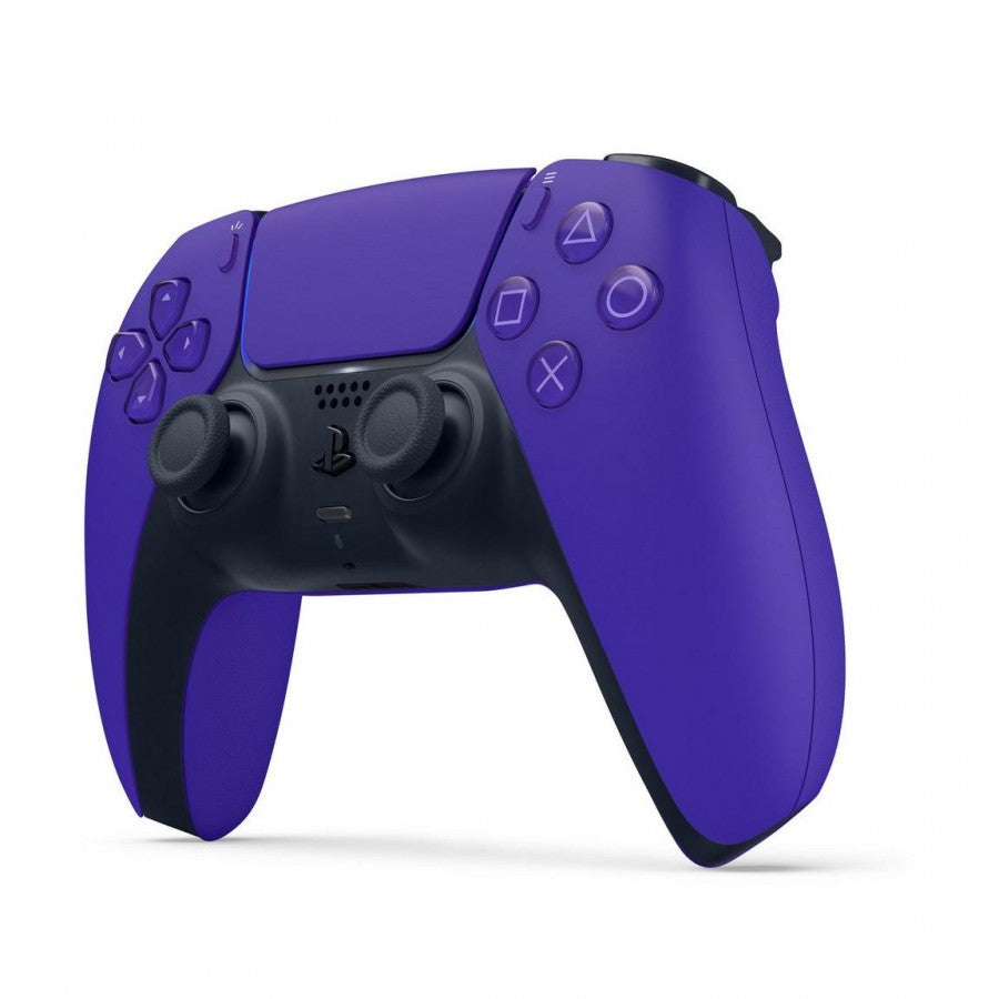 Galactic Purple DualSense Wireless Controller PlayStation 5 PS5 for gaming enthusiasts featuring vibrant purple finish immersive haptic feedback adaptive trigger technology ergonomic controller design wireless connectivity responsive controls and collectible gaming appeal front angle