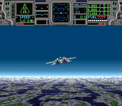 Lock On Super Nintendo Entertainment System SNES retro video game shoot em up action featuring fast paced aerial combat enemy aircraft challenging missions futuristic fighter jet gameplay classic 16 bit graphics Super Nintendo gaming experience retro game collection appeal gameplay