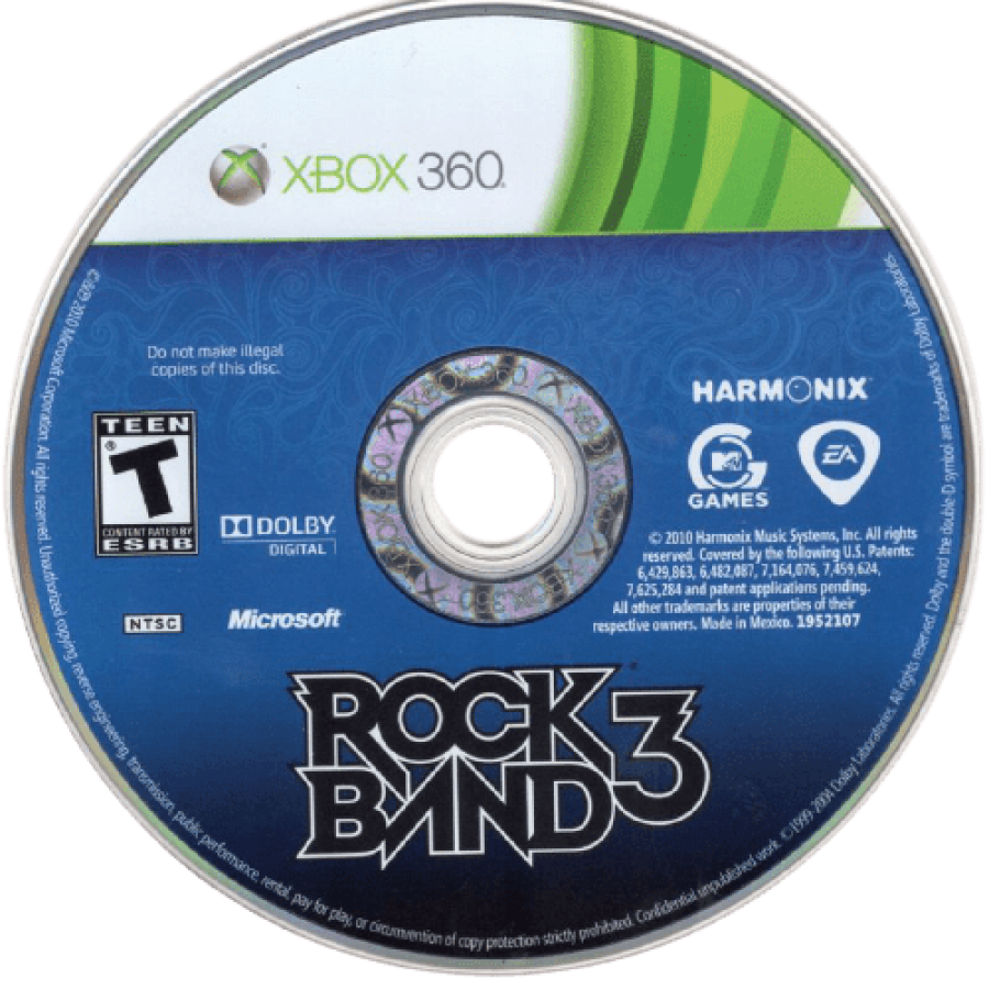 Rock Band 3 disc for Xbox 360 (X360) music rhythm video game