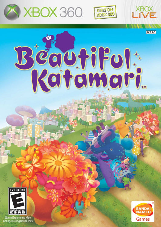 Beautiful Katamari Xbox 360 game featuring quirky puzzle-action gameplay, rolling collectible mechanics, and colorful, whimsical worlds cover art