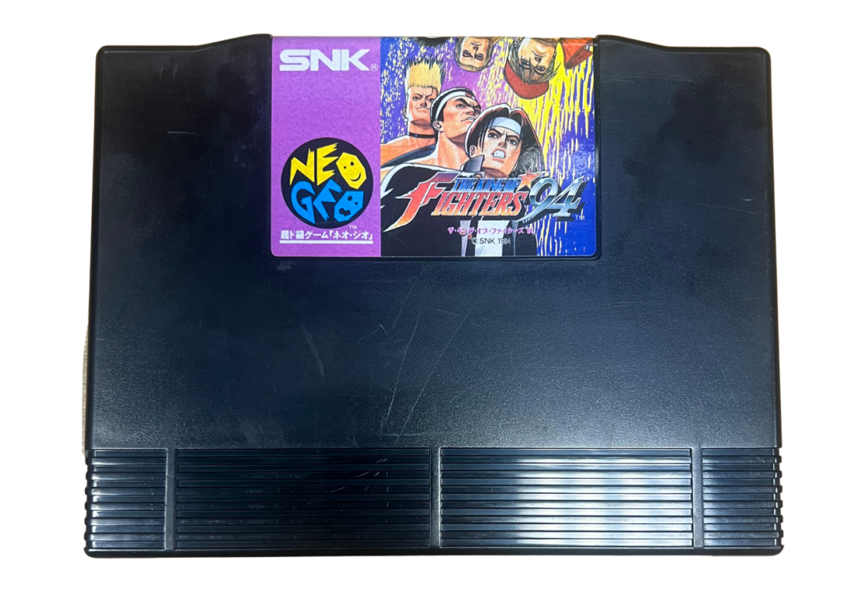 The King of Fighters '94 Japan Import Neo Geo AES for retro video game enthusiasts featuring classic arcade fighting gameplay iconic SNK character roster three on three team battles special moves competitive multiplayer action 2D fighting graphics and collectible gaming appeal front cartidge cover art
