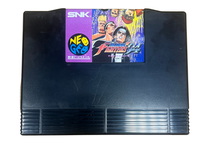 The King of Fighters '94 Japan Import Neo Geo AES for retro video game enthusiasts featuring classic arcade fighting gameplay iconic SNK character roster three on three team battles special moves competitive multiplayer action 2D fighting graphics and collectible gaming appeal front cartidge cover art