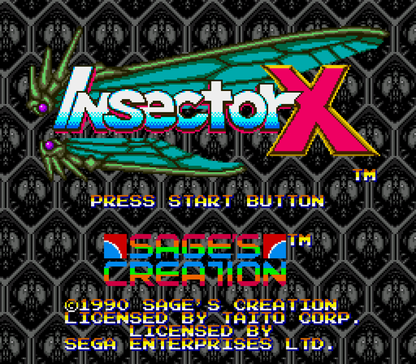 Insector X Sega Genesis retro video game shoot em up title screen (1990)