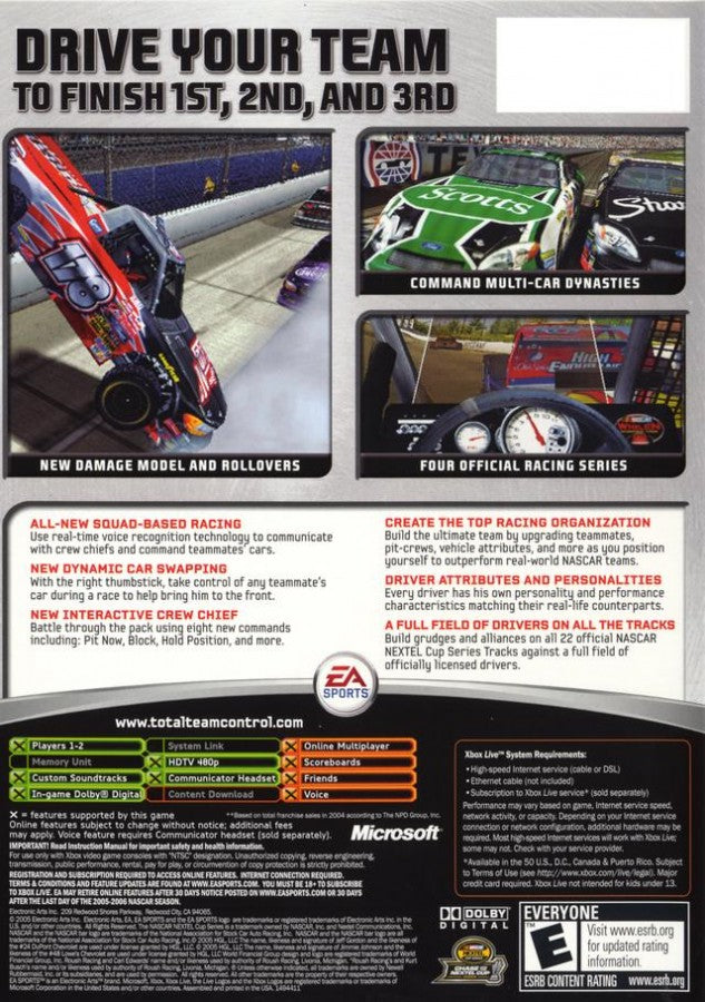 NASCAR 06: Total Team Control back cover art for Xbox (XBOX) video game