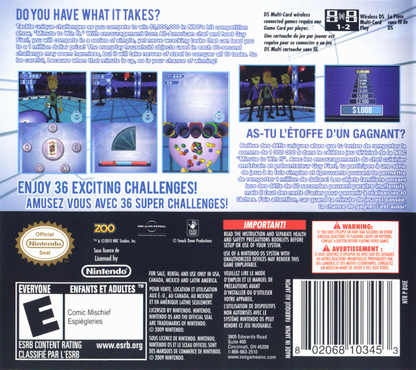 Minute to Win It back of case for Nintendo DS (DS) party mini-game collection video game