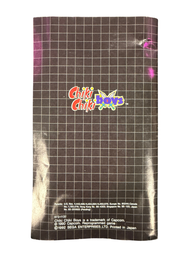 Chiki Chiki Boys Sega Genesis GEN for action platforming video game fans featuring colorful fantasy worlds side scrolling adventure sword combat magical abilities challenging enemies boss battles cooperative gameplay and classic arcade action collectible retro Genesis gaming appeal back of manual