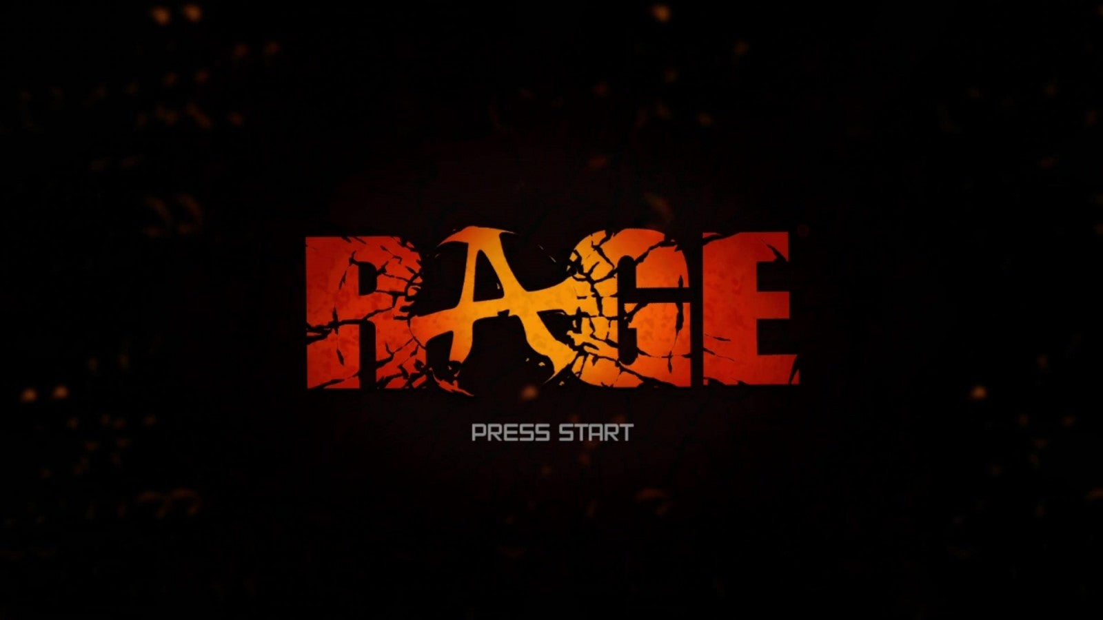 Rage start screen for Xbox 360 (X360) post-apocalyptic first-person shooter video game