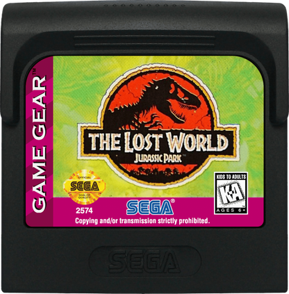 The Lost World Jurassic Park cartridge for Sega Game Gear (GG) video game