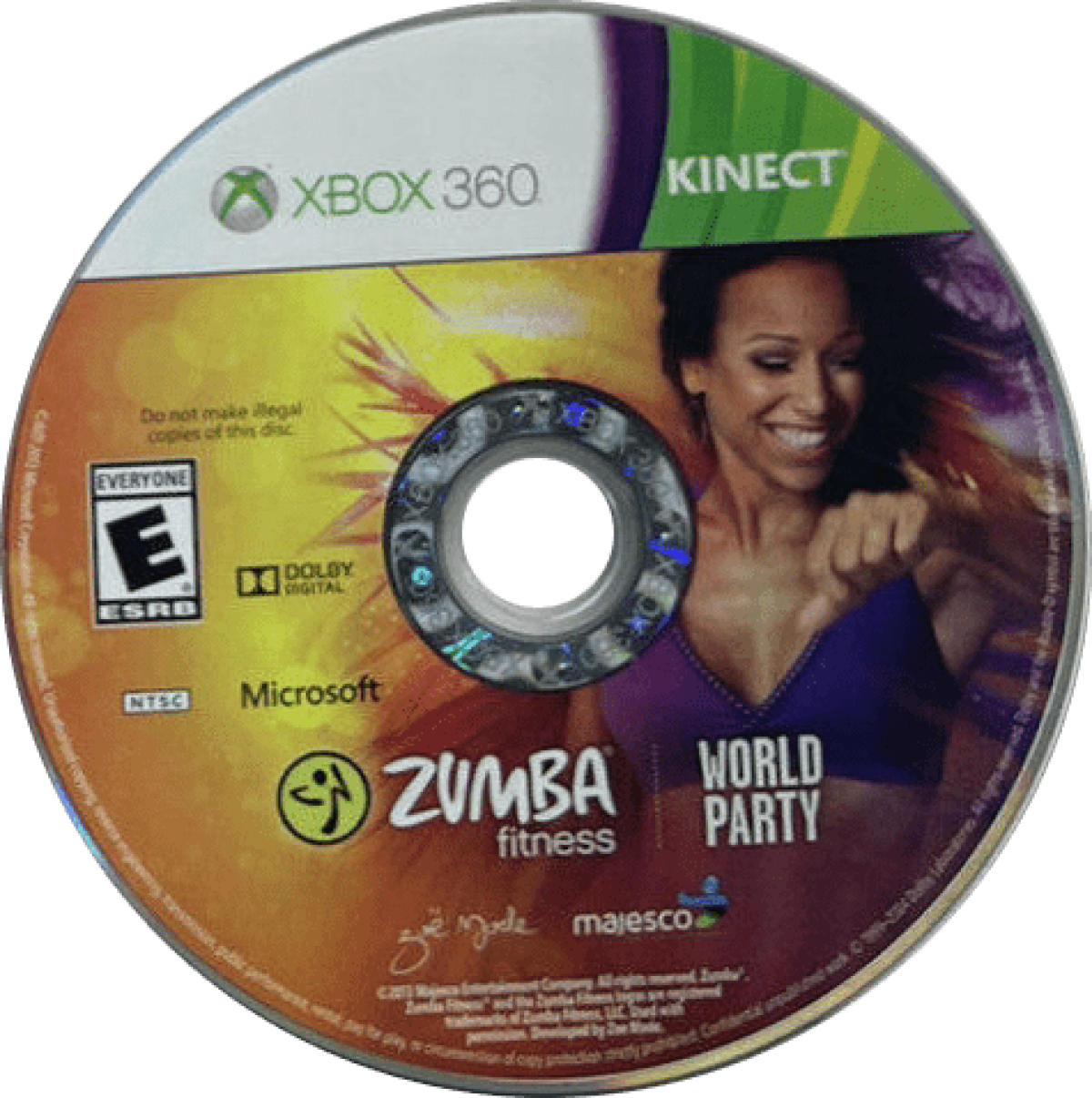 Zumba Fitness World Party Xbox 360 X360 video game featuring dance fitness workout gameplay international music tracks global dance styles choreographed routines cardio exercise calorie burning fitness challenges motion controlled dancing solo workouts multiplayer party mode and energetic world music fitness entertainment retro video game collection collectible gaming appeal disc