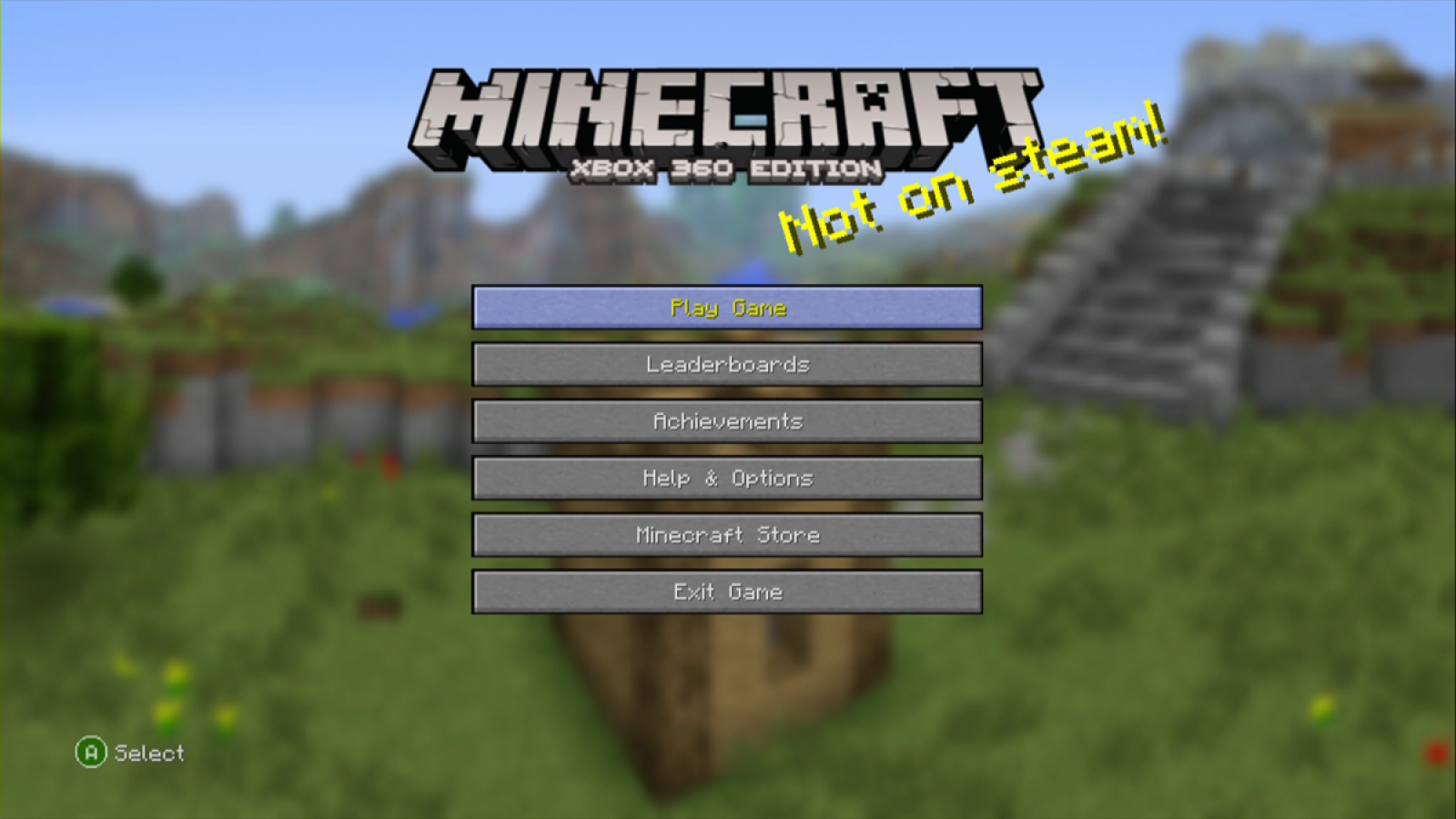 Minecraft [Xbox 360 Edition] start screen for Xbox 360 (X360) sandbox survival crafting video game