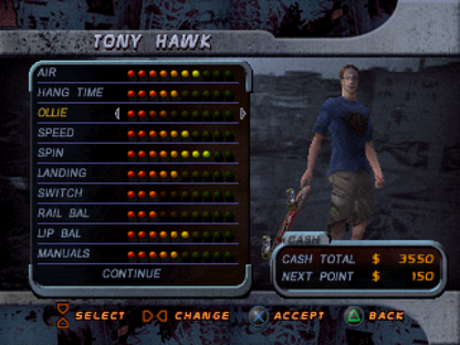 Tony Hawk’s Pro Skater 2 [Greatest Hits] gameplay for PlayStation 1 (PS1) video game, skateboarding sports action, trick-based gameplay, iconic extreme sports classic