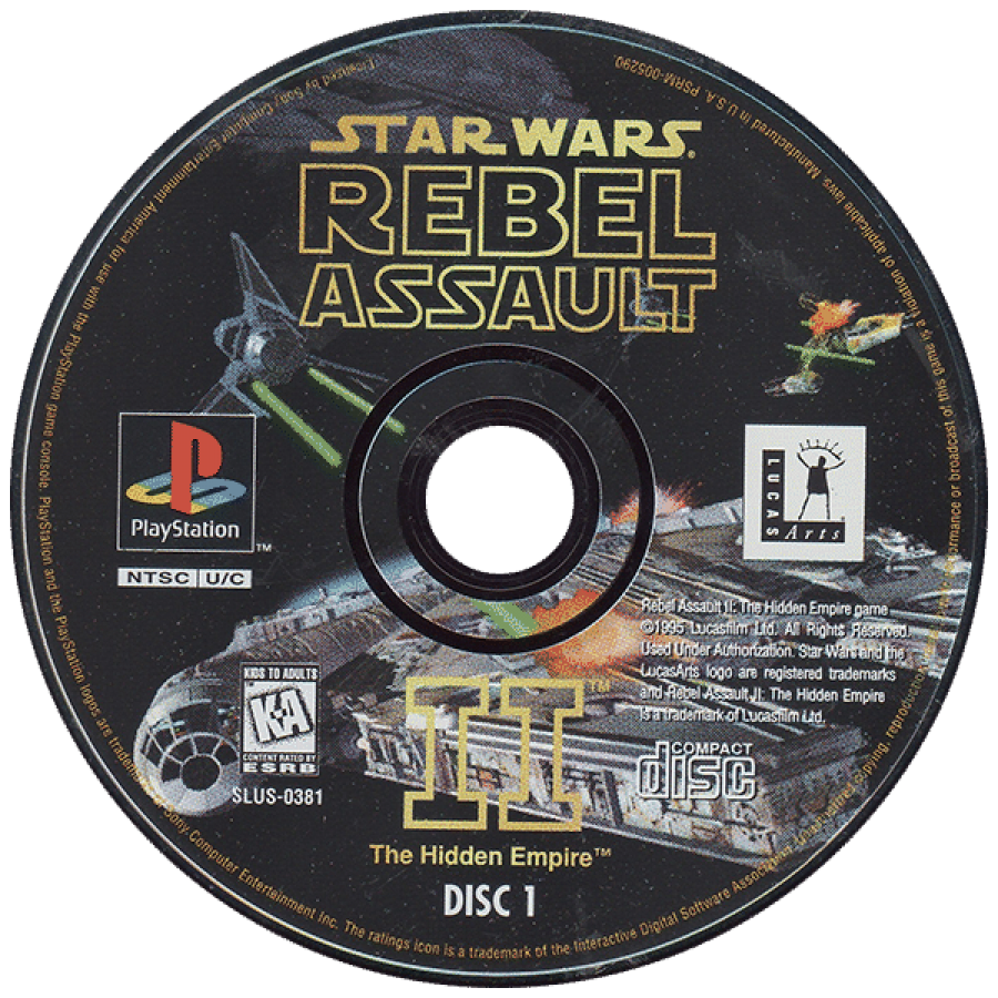 Star Wars: Rebel Assault II disc for PlayStation 1 (PS1) rail shooter video game