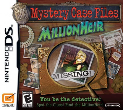 Mystery Case Files: MillionHeir cover art for Nintendo DS (DS) hidden object puzzle adventure video game