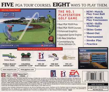 PGA Tour 98 PlayStation 1 PS1 golf simulation sports game EA Sports golf courses professional golf PGA Tour classic retro PlayStation One video game driving putting tournament gameplay back cover
