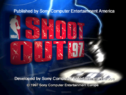 NBA ShootOut 97 title card for PlayStation 1 (PS1) retro basketball video game