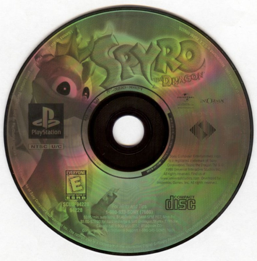 Spyro the Dragon [Greatest Hits] – PlayStation 1 (PS1) disc for retro video game