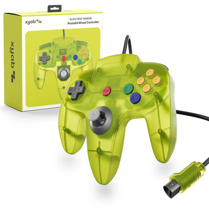 XYAB brand Electric Green Nintendo 64 controller wired gaming accessory