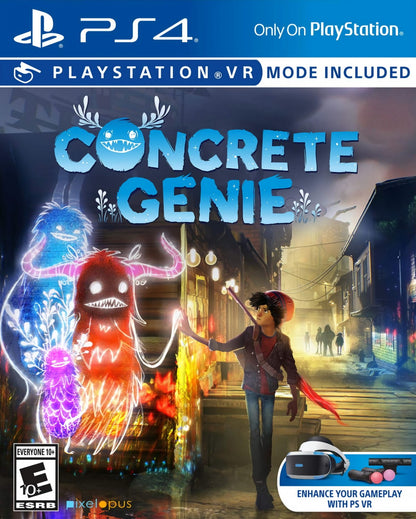 Concrete Genie PlayStation 4 game featuring artistic action adventure gameplay and magical mural painting mechanics front cover