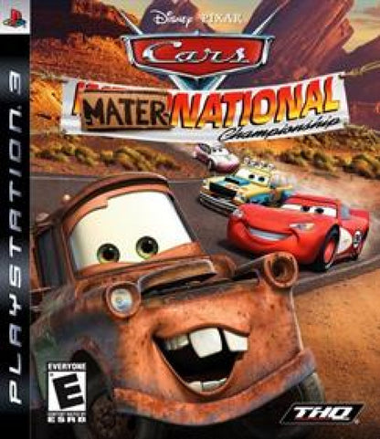 Cars Mater-National Championship PlayStation 3 PS3 for racing video game fans featuring Lightning McQueen and Mater colorful Radiator Springs environments high speed racing events mini games stunt challenges vehicle customization and Disney Pixar Cars themed gameplay collectible Sony PlayStation gaming appeal front