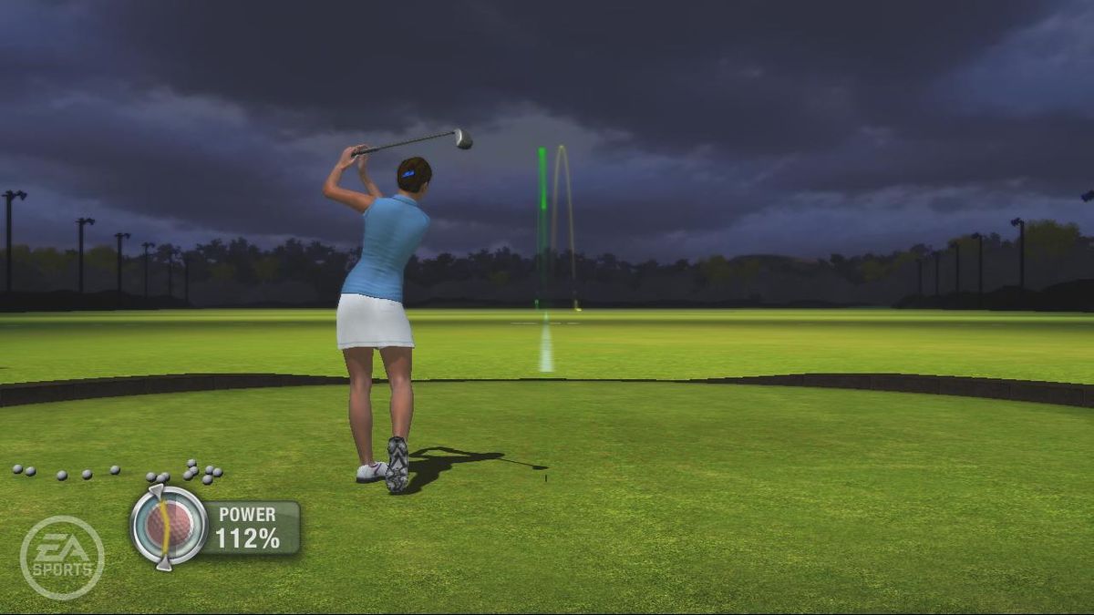 Tiger Woods PGA Tour 07 PlayStation 3 golf simulation video game UCAP lifelike player models Sixaxis motion control for ball spin expanded career mode 12 championship courses 15 PGA and LPGA pros including Annika Sorenstam next-gen graphics online tournaments Battle Golf and One-Ball multiplayer modes gameplay screenshot
