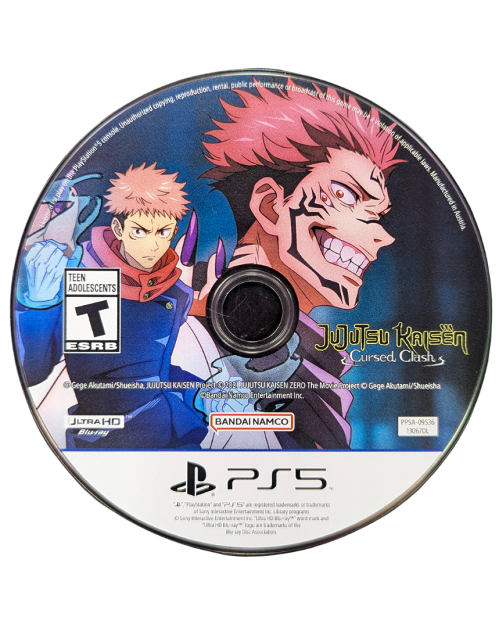 Jujutsu Kaisen Cursed Clash PlayStation 5 anime fighting video game 3D arena battles 2v2 combat cursed techniques Yuji Itadori Satoru Gojo Megumi Fushiguro Nobara Kugisaki Sukuna Ryomen characters Bandai Namco online multiplayer disc