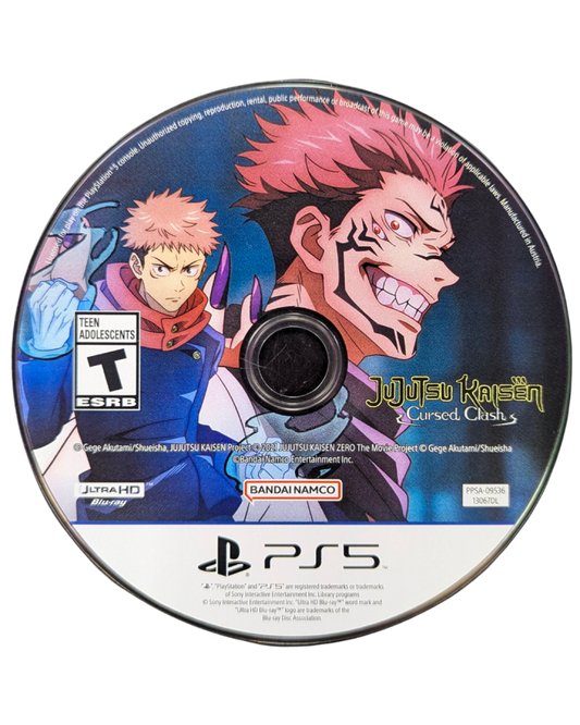 Jujutsu Kaisen Cursed Clash PlayStation 5 anime fighting video game 3D arena battles 2v2 combat cursed techniques Yuji Itadori Satoru Gojo Megumi Fushiguro Nobara Kugisaki Sukuna Ryomen characters Bandai Namco online multiplayer disc