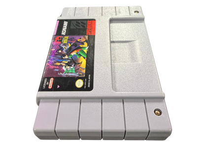 The Adventures of Batman & Robin Super Nintendo Entertainment System SNES for action platforming video game fans featuring Batman and Robin combat Gotham City environments side scrolling gameplay enemy battles challenging stages comic book inspired visuals power ups and classic DC Comics adventure collectible retro gaming appeal cartridge side