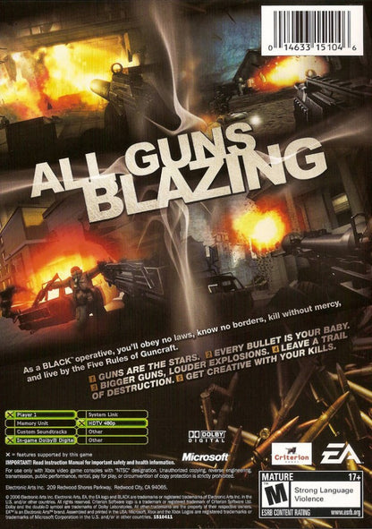 Black back cover art for Xbox (XBOX) video game