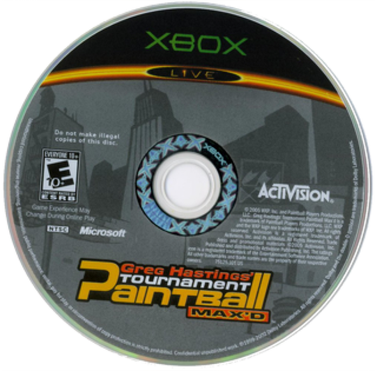 Greg Hastings Tournament Paintball Max’d for Xbox XBOX disc sports paintball shooter