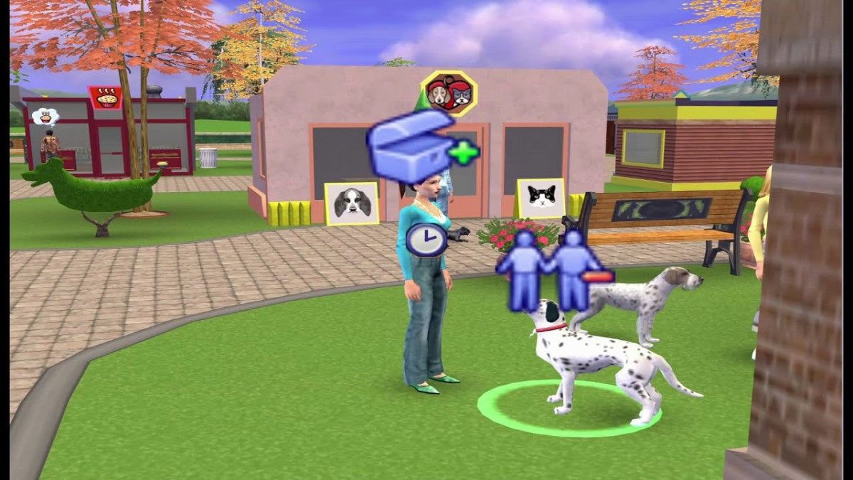 Gameplay for The Sims 2 Pets GameCube GC video game, life simulation, virtual pet care, family-friendly gameplay, Nintendo GameCube classic