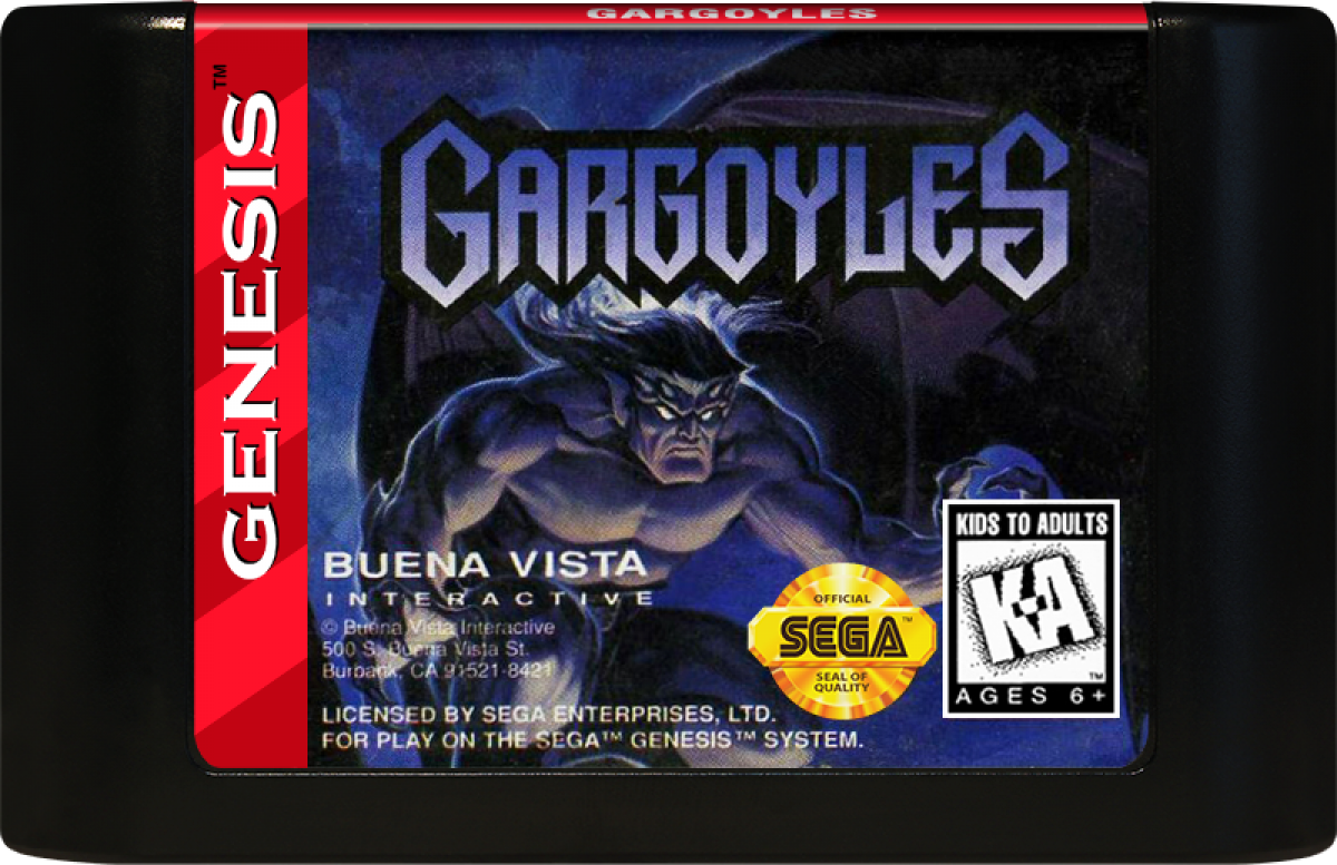 Gargoyles Sega Genesis GEN for action platforming video game fans featuring Goliath and the Gargoyles cast side scrolling combat dark fantasy environments powerful attacks enemy battles challenging stages atmospheric visuals and classic Sega Genesis gameplay collectible retro gaming appeal game cartridge
