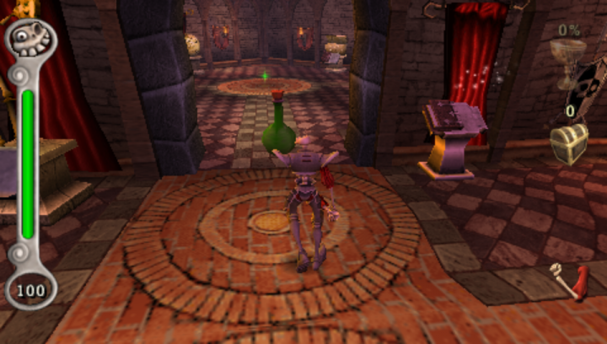 MediEvil Resurrection PlayStation Portable PSP inspired design featuring gothic action adventure aesthetic skeletal knight hero Sir Daniel Fortesque undead kingdom exploration hack and slash combat darkly humorous storytelling and spooky medieval fantasy presentation gameplay  