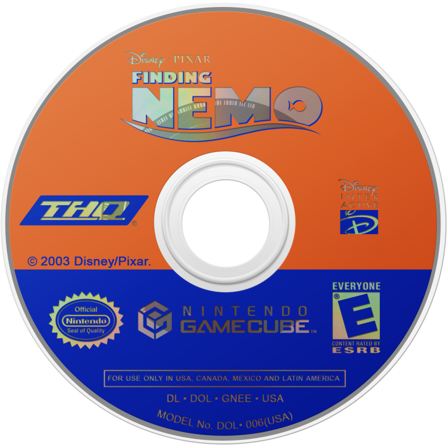 Disney Pixar Finding Nemo disc art for GameCube game featuring family-friendly action adventure gameplay based on the animated film