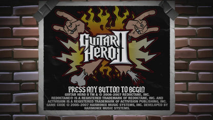 Guitar Hero II start screen for Xbox 360 (X360) music rhythm video game
