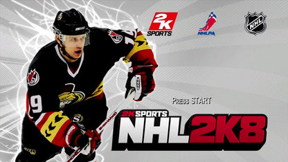 NHL 2K8 start screen for Xbox 360 (X360) sports ice hockey video game