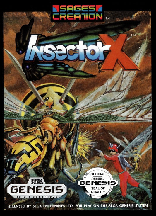 Insector X Sega Genesis retro video game shoot em up cover art (1990)