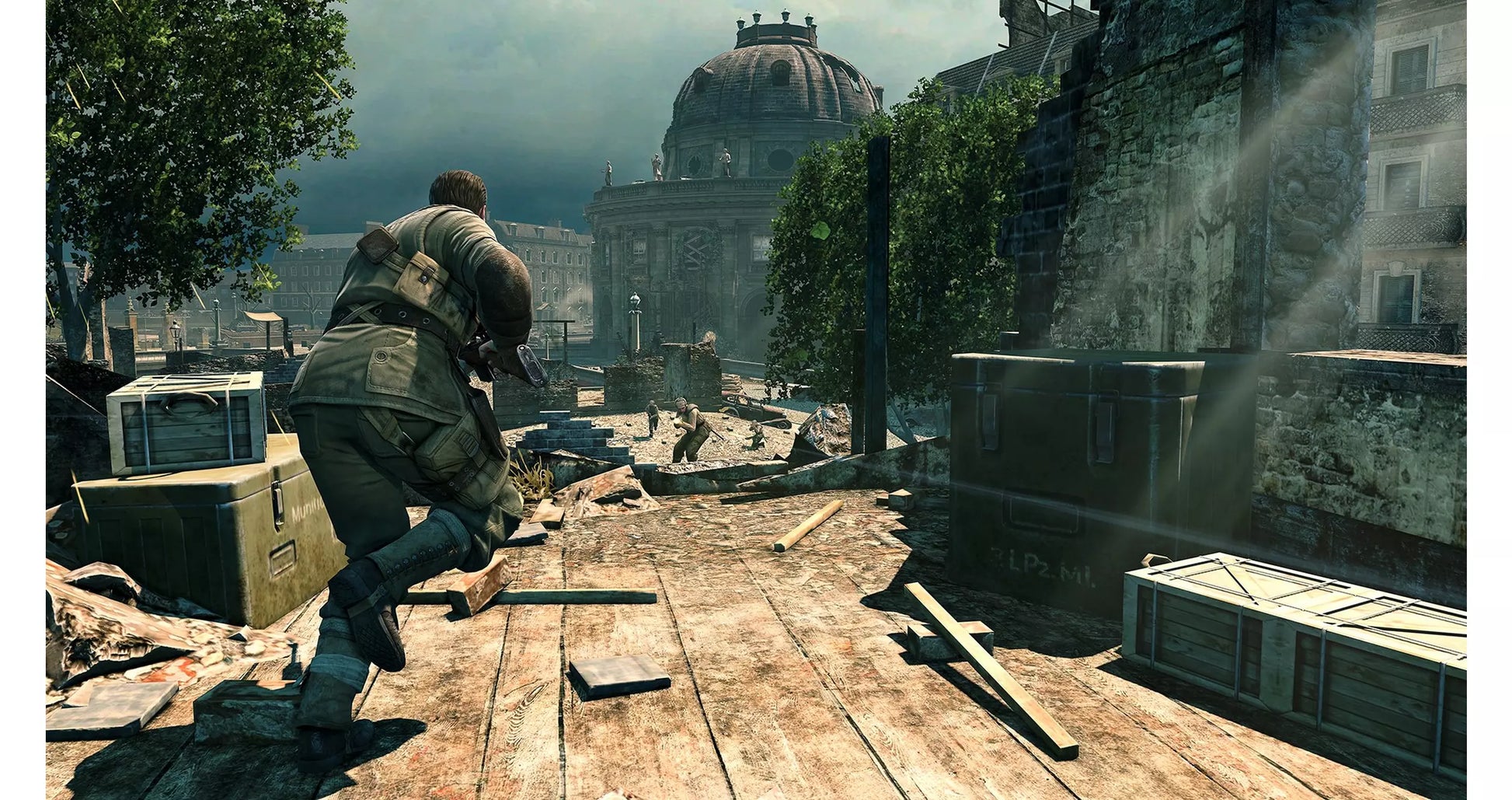 Sniper Elite V2 gameplay for Xbox 360 (X360) tactical stealth sniper shooter video game