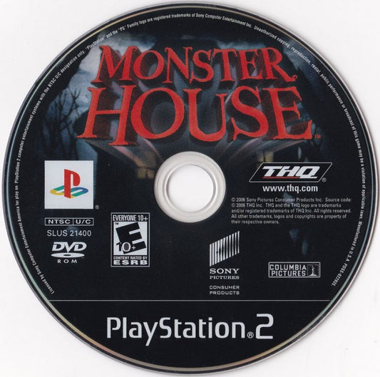Monster House PlayStation 2 PS2 video game, action adventure, spooky cartoon-based gameplay, movie tie-in, family-friendly console title disc