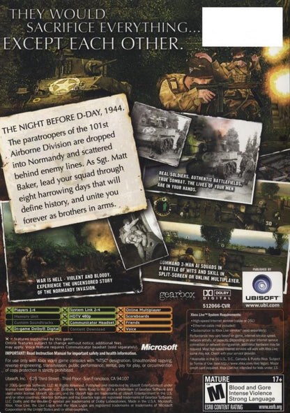 Brothers in Arms Road to Hill 30 back cover art for Xbox (XBOX) video game